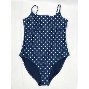 Old Navy Women XL Blue White Stars One Piece Swimsuit Ties in Back